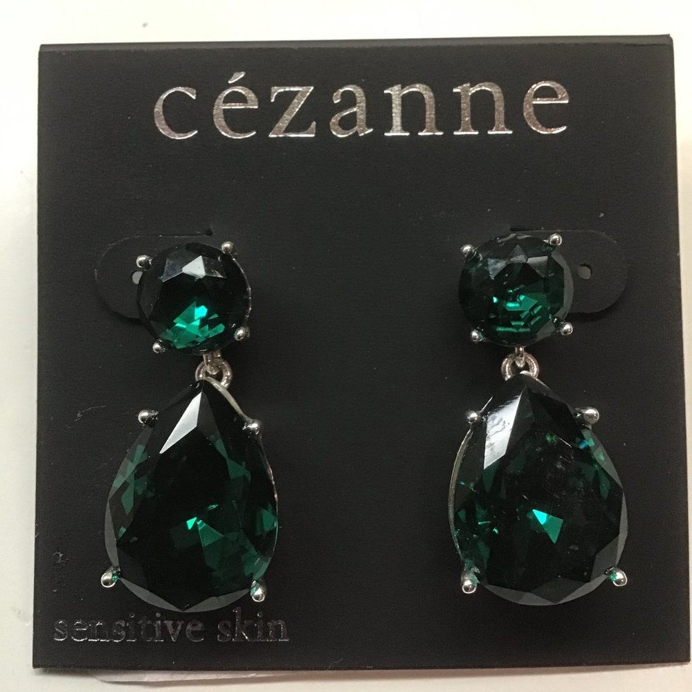 Cezanne New 2-Stone Emerald Drop Earrings